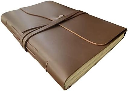 Leather Photo Album with Gift Box - Scrapbook Style Pages (Large, Brown)