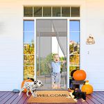 Hanging Screen Door, 135 x 265 cm Durable Screen Doors with Hook&Loop, Works on a Travel Trailer/RV Door, Pet & Kid Friendly【Grey】