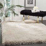 Carpetify Luxury Shaggy Carpet Solid Plain Fluffy Fur Rectangular Rugs For Bedroom Living Room 3X5 Feet Microfiber & Polyster Modern Interior Floor Mat Ivory