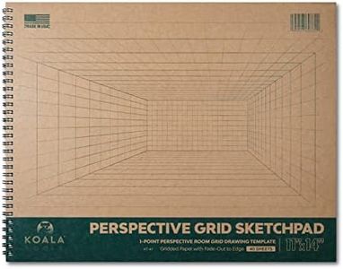 Koala Tools - 40-Sheet Sketch Pad for 1-Point Perspective Drawing, Spiral Bound Gridded Graph Paper for Interior Room Design, Industrial, Architectural and 3D Design, 11 x 14 inches