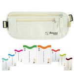 Boxiki Travel Beige Money Belt with RFID Sleeves Set - Secure Travel Pouch and RFID Card Holder to Protect Cash, Credit Cards and Travel Documents for Men and Women