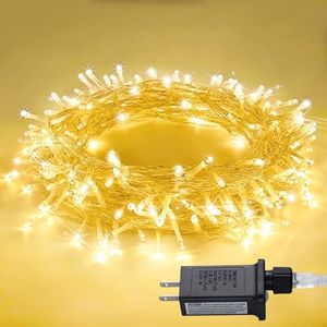 JMEXSUSS Connectable Warm White Christmas Lights Indoor, 8 Modes Christmas Tree Lights Plug in Twinkle Fairy String Lights for Bedroom, 33ft 100 LED Christmas Lights Outdoor for Christmas Tree Decor