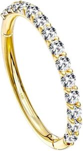 OUFER Gold Nose Ring Hoop 20G 14K Solid Gold Nose Piercing Jewelry Conch Tragus Cartilage Earring Hoop Clear CZ Paved Nose Rings for Women