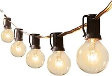 Brightown Outdoor String Lights 25FT G40 Globe Patio Lights with 27 Edison Glass Bulbs (2 Spare), Waterproof Connectable Hanging Light for Backyard Porch Balcony Party Decor, E12 Socket Base, Black