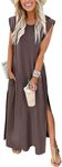 ANRABESS Womens Maxi Dresses 2025 Summer Casual Sleeveless Sundress Crew Neck Loose Split Beach Long Shirt Dress with Pockets Coffee Medium