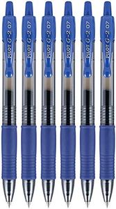 Pilot G2 Retractable Gel Ink Rollerball Pens, Fine Point, 0.7mm, Blue Ink, Pack of 6, Black,Blue