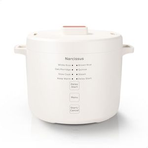 Narcissus 3.5-Cup Rice Cooker for 1-3 People, Multifunctional for Rice, Oatmeal, Quinoa - Slow Cook, Steam, Cook Rice & Steam Dish Together, White