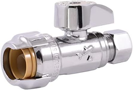 SharkBite 1/2 x 3/8 Inch Compression Straight Stop Valve, Quarter Turn, Push to Connect Brass Plumbing Fitting, PEX Pipe, Copper, CPVC, PE-RT, HDPE, 23037-0000LF