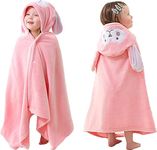 HUOCAI Premium Hooded Towels For Kids 33x59 inch | Beach Or Bath Towel | Rabbit design | Ultra Soft and Extra Large | 100% Cotton Childrens Swimming/Bath Towel with Hood for Girls （Pink）