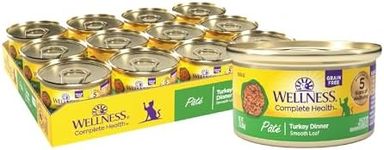 Wellness Complete Health Natural Canned Grain Free Wet Cat Food, Turkey Pate, 3-Ounce Can (Pack of 24)