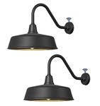 Ytzlvw 15 Inch Large Outdoor Barn Lights Dusk to Dawn Gooseneck Lights, Classic Waterproof and Rust Resistant Farmhouse Porch Barn Lighting，for Garage, Shop, Outdoor Lighting 2-Pack.