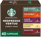 Starbucks by Nespresso Vertuo, Blonde, Medium, and Dark Roast Variety Pack Coffee, 40-count Coffee Pods, Brews 7.8 oz.