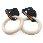 5BILLION Wood Gymnastic Rings - 32mm / 28mm DIA - Olympic Gym Rings For Home Gym & Fitness - Great for Your Muscle Building, Ab Workout & Strength Training (32 DIA)