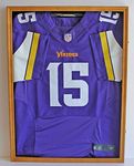 Ultra Clear PRO UV Basketball, Football, Hockey Jersey Frame Display Case, Lockable JC01 (Oak Finish)