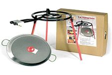 Vaello La Valenciana Eco Paella Set, 46cm Polished Pan, 400mm Gas Burner, Tripod