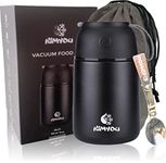 Kimyou food flask 530 ml | Premium Stainless Steel Vacuum Insulated thermal food container | food flasks for hot food | soup flask | soup containers | vacuum flasks with Bag, brush & spoon Black…