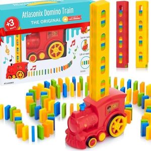 Domino Train for Kids Train Toys for Boys Girls 4-7 4-8 6-8 Domino Rally Train Games Toddler Dominos Set Montessori Toys for 3 4 5 Year Old Kindergarden Toys Birthday Gift 160 Blocks