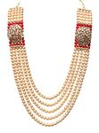 Geetanjali One Store India Handmade Pearl Stone and Studded AD (American Diamond) Necklace For Men and Groom For Wedding (DM - 7871)