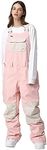 SEARIPE Women and Mens Snow Bibs Adjustable Overalls Pants Wear-resistant Bib Hiking Climbing Insulated Ski Pants, Pink, Large