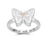 925 Sterling Silver Butterfly Dragonfly Cremation Urn Ring for Ashes Celtic Knot Keepsake Memorial Locket Urns Rings for Women, Metal, Cubic Zirconia