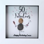 Personalised Handmade 50th Birthday Pebble Art Picture - Unique 50th Birthday Gifts For Women - Funny Birthday Gifts for Women - 50th Birthday Ideas Making a Great Keepsake - Cute 50th Birthday Gift