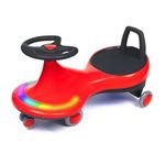 Luusa Magical Swing Car for Baby | LED Lights and Musical Rhymes | Kids | 60 Kgs Weight Capacity | 2 to 12 Years with Scratch Free Wheels (Red and Blue) Proudly Made in India