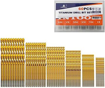 INTOO Mini Drill Bit Set 60 Pcs+12 Pcs Free High Speed Steel HSS Titanium Micro Drill Bits 3/64"-1/8" Metal,Plastic,Wood, Small Drill Bit