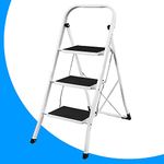 3 Steps Ladder Folding Stepladder Lightweight Step Stool with Non-Slip Safety Rails Work Platform, Perfect for Home, Office, Warehouse