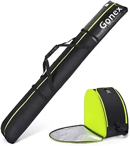 Gonex Padded Ski Bag and Boot Bag Combo, Water-resistant Adjustable Length Ski Bag for Men Women, Large Ski Boots Bag for Ski, Travel, Store and Transport (Black)