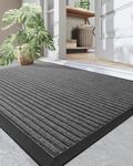 DEXI Durable Rubber Door Mats, Heavy Duty Doormat for Indoor Outdoor, 23"x35" Large Front Door Rugs, Waterproof, Easy Clean, Low-Profile Grey Floor Mats for Entry, Garage, Patio