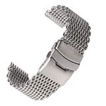 DQXY 22mm Stainless Steel Mesh Watch Band Metal Mesh Watch Strap Folding Clasp Watchband Replacement Wrist Bracelet for Shark Silver