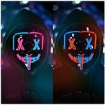 Geefia Purge Mask, 2 Pack Light up Mask LED Mask, Scary Masks, Glow Neon Mask Costume Mask with 3 Lighting Modes for Halloween Festival Party