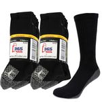 10 Pairs Mens Reinforced Heavy Duty Work Socks Crew Cushioned Winter Warm 6-11 (Black)