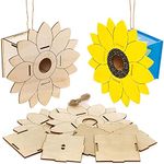 Baker Ross FE192 Sunflower Wooden Bird House Kits - Pack of 2, Woodcraft Activities to Paint and Decorate for Kids Arts and Crafts or Garden Projects, Green