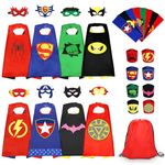 Jojoin 8 PCS Superhero Capes for Kids - Superhero Costume Kids - 8 Superheroes Wristbands | Belts | Masks and 1 Storage Bag - Role Play Costume Dress up Toys Gift Kids for Halloween Party Christmas