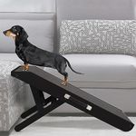Dog ramp for Couch PRIORPET - Birchwood Foldable Dog ramp - Adjustable 7" to 20" - Landing Platform Seamlessly Connects - Anti-Slip Grip - Pet Ramp for Small Dogs up to 170lbs - Black