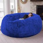 Giant Bean Bag Chairs Cover, 5/6/7ft Soft Fluffy Lazy Sofa Plush Beanbag Chair Durable Comfortable Oversized Round Cover for Kids Teens and Adults (No Filler)