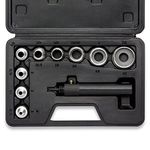 NEIKO 02614A Interchangeable Large Hollow Hole Punch Tool Set, 10 Piece, Gasket Maker, Heavy Duty Gasket Punch Set, Includes Hole Puncher Tool Carrying Case, Leather Punch Set, Black