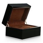 QUEENSHION Piano Finished Wooden Watch Gift Box Single Watch Storage Case with Removable Pillow Wristwatch Display Box, Velvet Interior, Watch Excluded