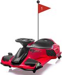 24V Kids Ride on Drift Car for Kids, Electric Drifting Go-Kart Up to 7.5 mph Variable Speed, Built-in Music,Colorful LED Light,USB,Low-Power Alarm,Red