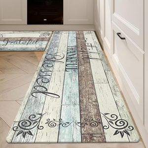 HEBE Anti Fatigue Kitchen Mat Set of 2 Non Slip Cushioned Kitchen Mats for Floor Waterproof Farmhouse Kitchen Rugs and Mats Set Comfort Standing Desk Mat Carpet for Sink,Office,Laundry