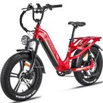 FREESKY 1200W Electric Bike for Adults,52KM/H 48V 20AH Battery,144KM Range,Step-Thru City Ebike with Hydraulic Brakes 20''Fat Tires Full Suspension Electric Bicycle for Urban Riding