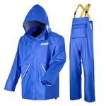 Navis Marine Rain Suit for Men Heavy Duty PVC Workwear Waterproof Durable Fishing Bib Pants Combo (Navy, Medium)