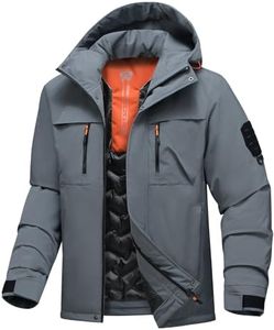 BANTREK Men's Winter Ski Jacket Waterproof Warm Snow Coat Insulated Snowboarding Jacket Hooded Windproof Parka Raincoat (Space Gray,Large)