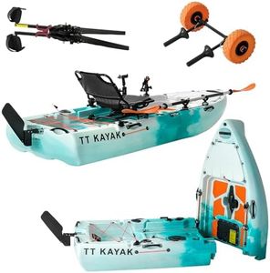Modular Fishing Kayak with Cart & Paddle, 573 lbs Capacity, 110" Sit-on-Top Kayak, 360° Swivel Seat, 2-Piece Portable Design Fits SUV/Pickup/Van, for Ocean, Lake & River (1-Person Kayak)