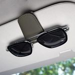 LEIAOLY Sunglass Holder for Car Visor, Magnetic Leather Eyeglass Hanger Clip for Car, Square Car Visor Accessories (Grey)