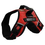 ALBCORP Service Dog Vest Harness - Reflective - Woven Nylon, Neoprene Handle, Adjustable Straps, with Comfy Mesh Padding, and 2 Hook and Loop Removable Patches, Small, Red