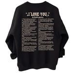 Munla I Love You In Book Quotes Sweatshirt - Romance Reader Sweater, Bookish Smut Crewneck, Black, Medium