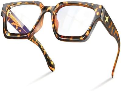 livho Oversized Blue Light Blocking Glasses for Woman - Rectangle Fashion Glasses for Computer, Chic Preppy Frame