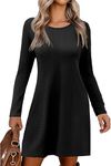 Zeagoo Casual Knitte Dress Basic Ladies Midi Dress Fall Winter Knit Dresses Winter Dresses for Women UK Black M